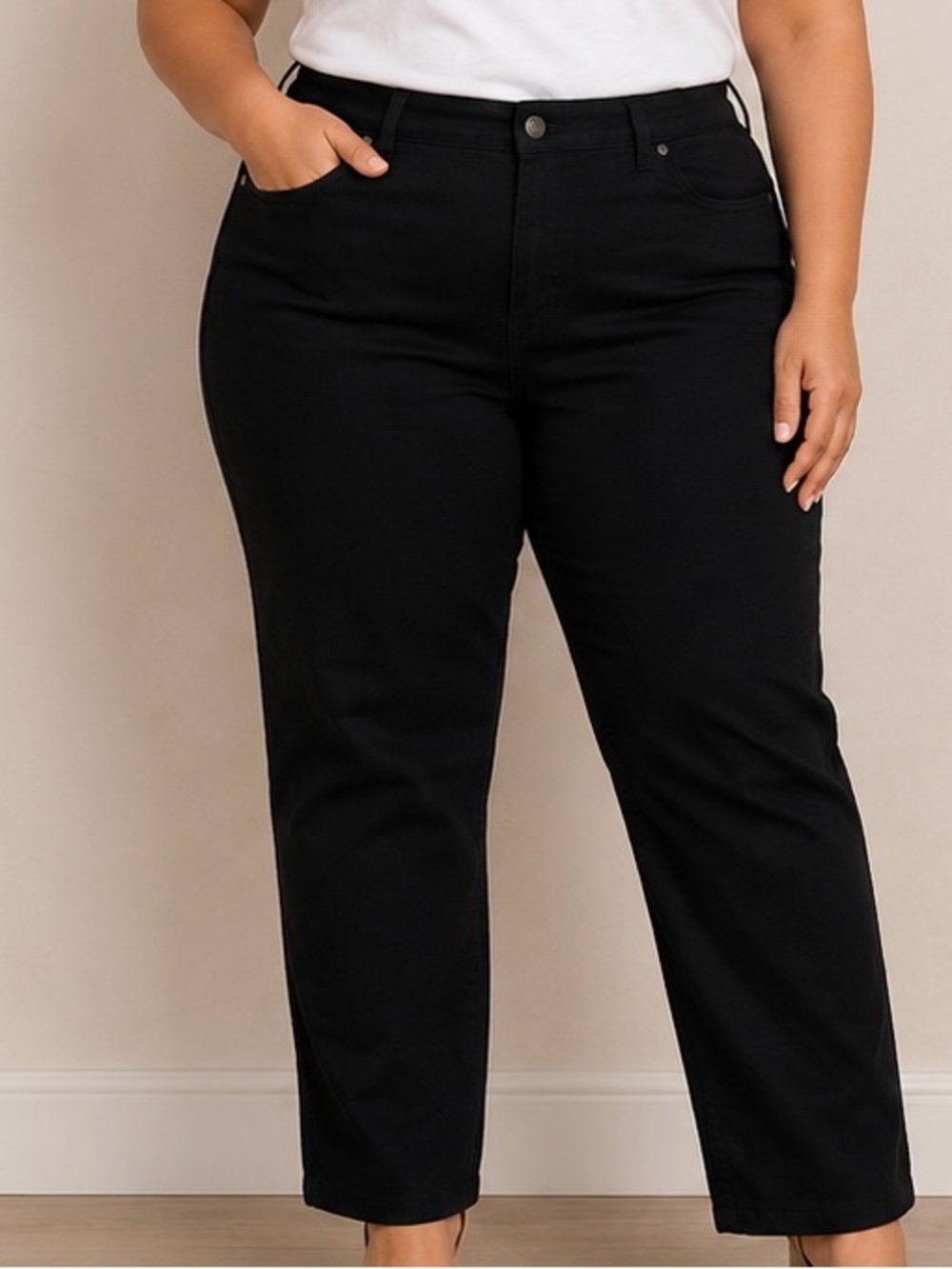 Woman Within Black Straight-Leg Plus Jeans
